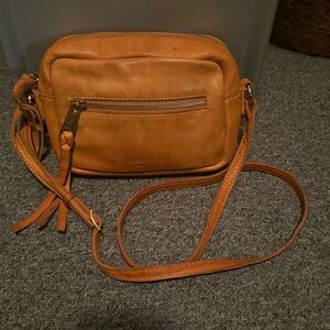 Margo Tan Leather Crossbody Bag